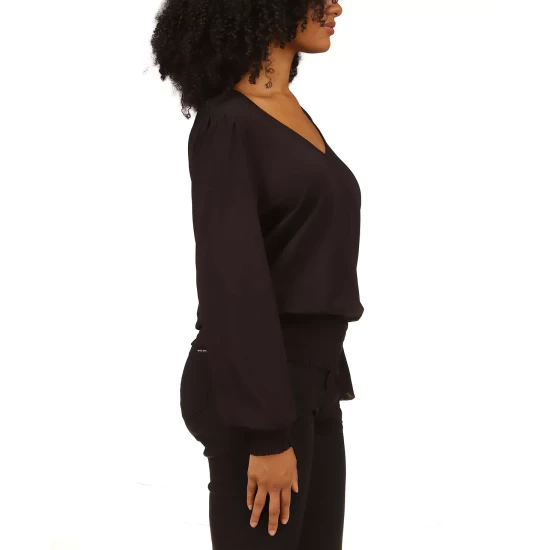 Hot Sale ⌛ Michael Kors 👩 Women's Smocked-Trimmed Top, Regular & Petite Dark Camel ✔️ - Image 5