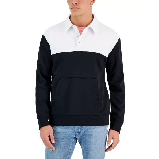 Best Pirce 🎁 Michael Kors Men's Colorblocked Rugby Fleece Pullover, Created For Macy's Midnight 😉 - Image 4