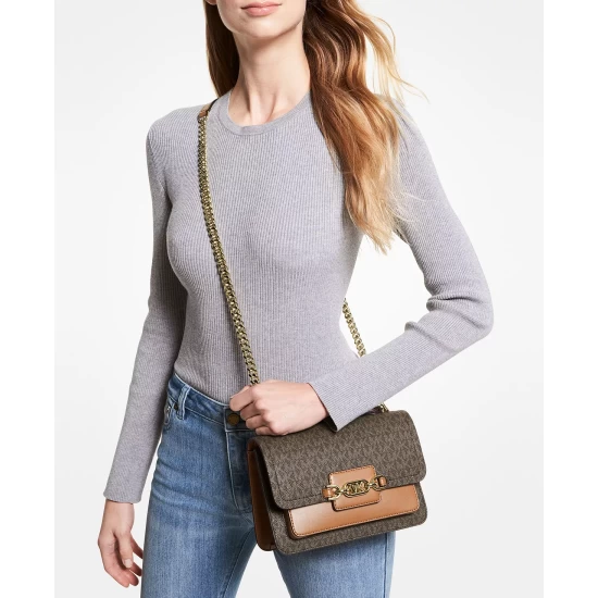 Cheap 🔥 Michael Kors Signature Heather Large Shoulder Bag Brown/acorn 🎁 - Image 6