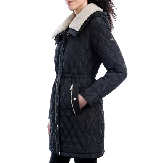 Cheap π Michael Kors π© Women's Faux-Shearling Down Puffer π§₯ Coat Taupe/ivory β¨ - Image 3