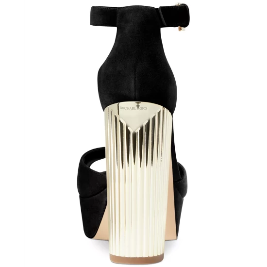 Discount 🎉 Michael Kors 👩 Women's Porter Ankle-Strap Block-Heel 🩴 Sandals Anthracite ✔️ - Image 5