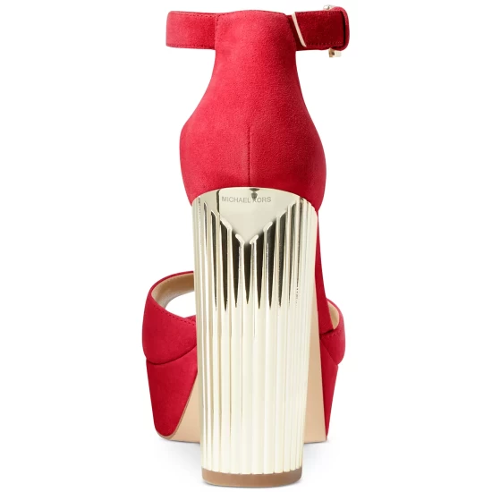 Discount 🎉 Michael Kors 👩 Women's Porter Ankle-Strap Block-Heel 🩴 Sandals Anthracite ✔️ - Image 6