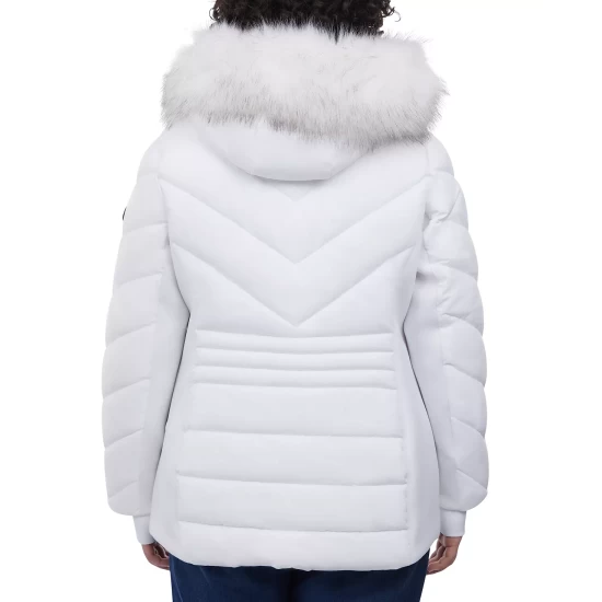 Cheapest ⭐ Michael Kors 👩 Women's Plus Size Faux-Fur-Trim Hooded Puffer 🧥 Coat, Created For Macy's Wine 🔔 - Image 4