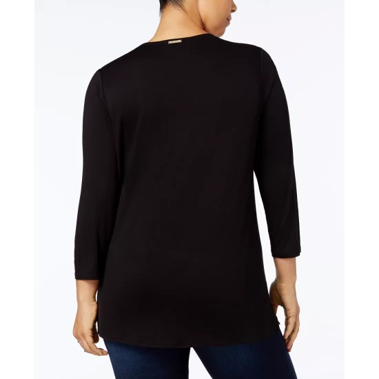 Best Pirce ✔️ Michael Kors 👩 Women's Wildcat Printed Ruffled Top Husk Animal 💯